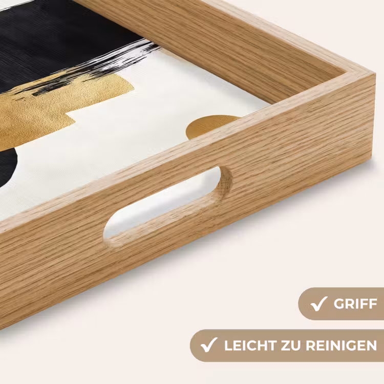 Goud - Rechthoeken - Cirkels - Abstract Dienblad Rechthoek middel -USP_HandgreepDE
