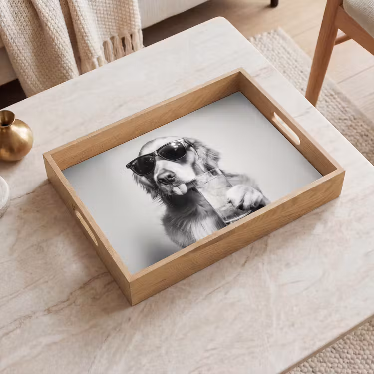 Golden retriever - Hond - Zonnebril - Gkas Dienblad Rechthoek middel -sfeer1