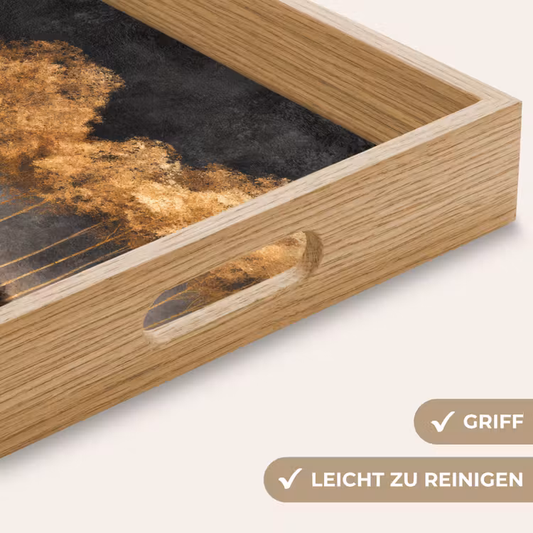 Gouden Bomen in Mistig Landschap Dienblad Rechthoek middel -USP_HandgreepDE