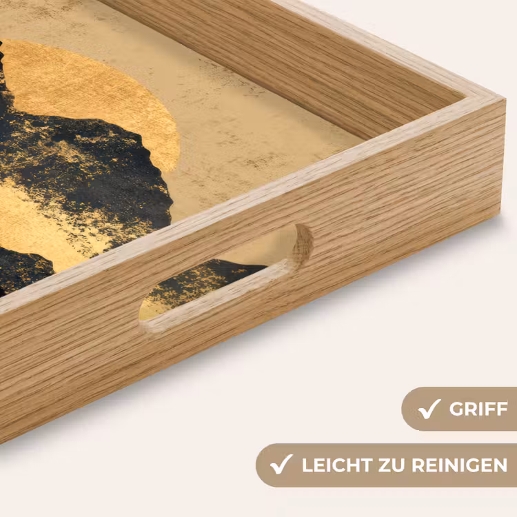 Gouden Bergen bij Maanlicht Dienblad Rechthoek middel -USP_HandgreepDE