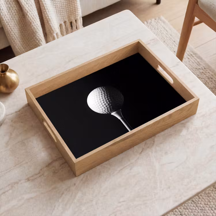 Golfbal - Minimalistisch - Wit Dienblad Rechthoek middel -sfeer1