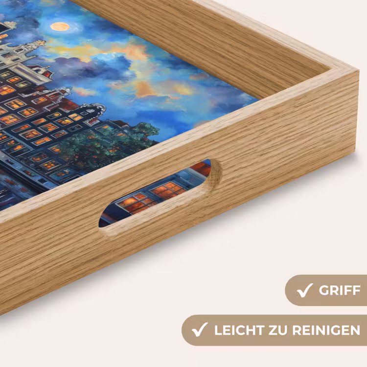 Grachten Amsterdam - Huizen - Stad - Kleurrijk Dienblad Rechthoek middel -USP_HandgreepDE