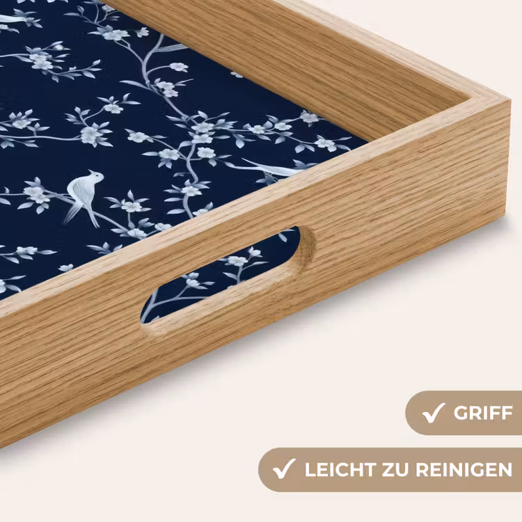 Grafisch - Bloesemtak - Blauw Dienblad Rechthoek middel 911 -USP_HandgreepDE