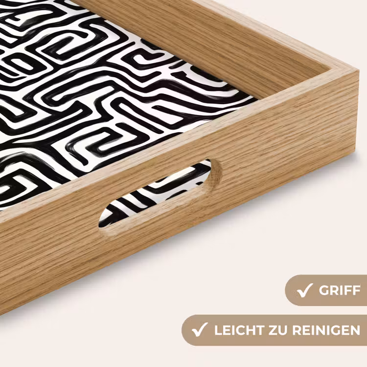 Grafisch - Lijnen - Zwart - Wit Dienblad Rechthoek middel 911 -USP_HandgreepDE