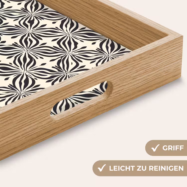 Grafisch - Patroon - Zwart Dienblad Rechthoek middel 911 -USP_HandgreepDE