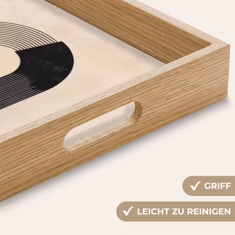 Grafisch gebogen motief - Beige Dienblad Rechthoek middel -USP_HandgreepDE