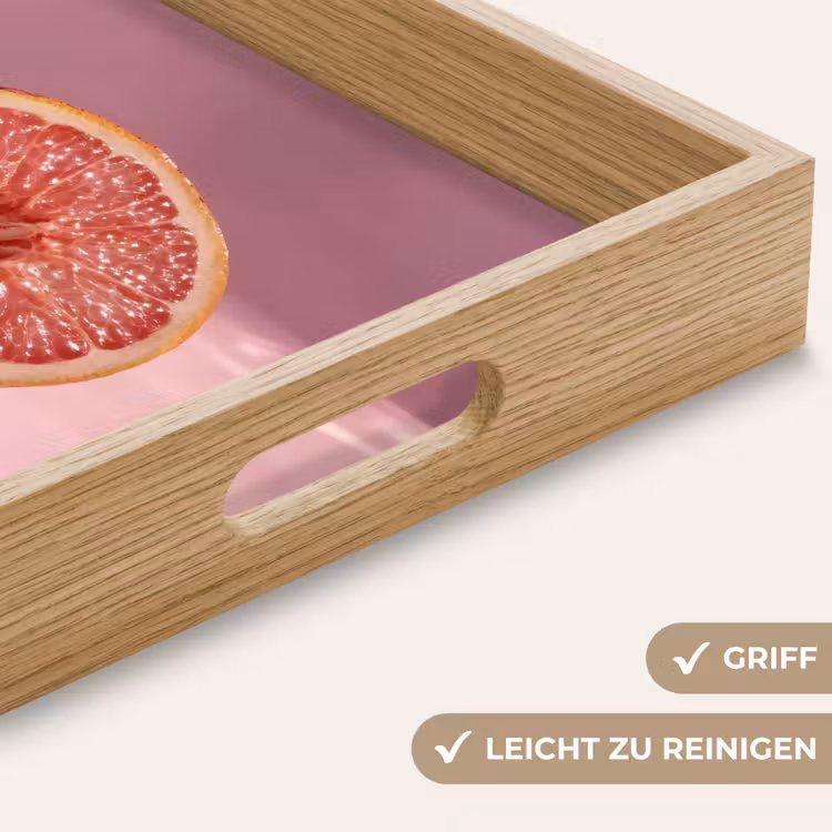 Grapefruit - Roze - Disco - Shiny Dienblad Rechthoek middel -USP_HandgreepDE