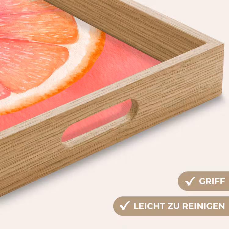 Grapefruit - Roze - Levendig Dienblad Rechthoek middel -USP_HandgreepDE