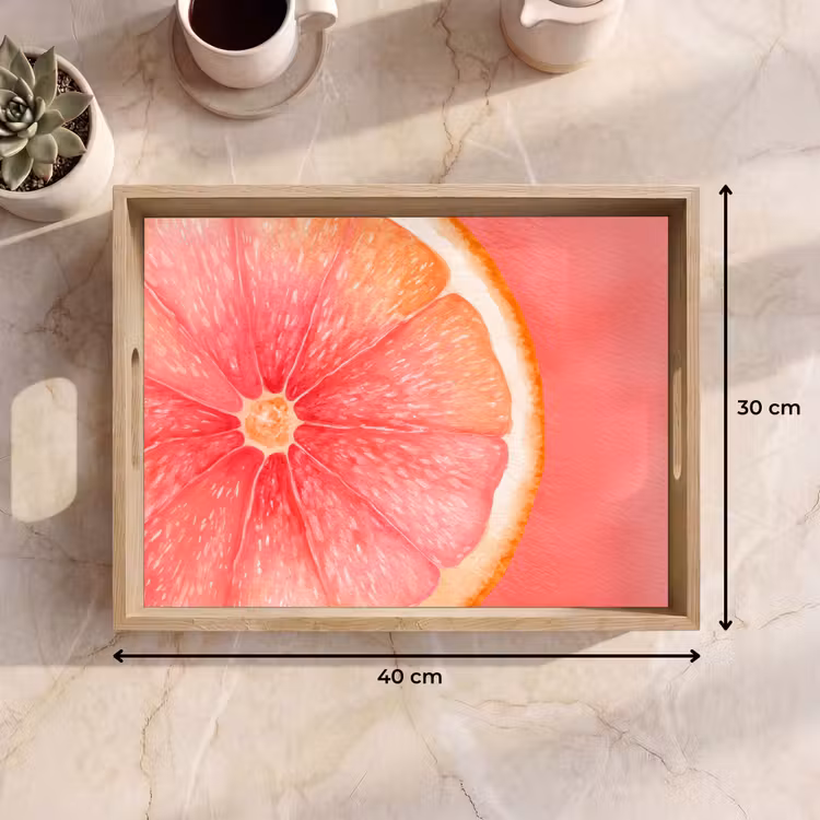Grapefruit - Roze - Levendig Dienblad Rechthoek middel -USP_Formaat