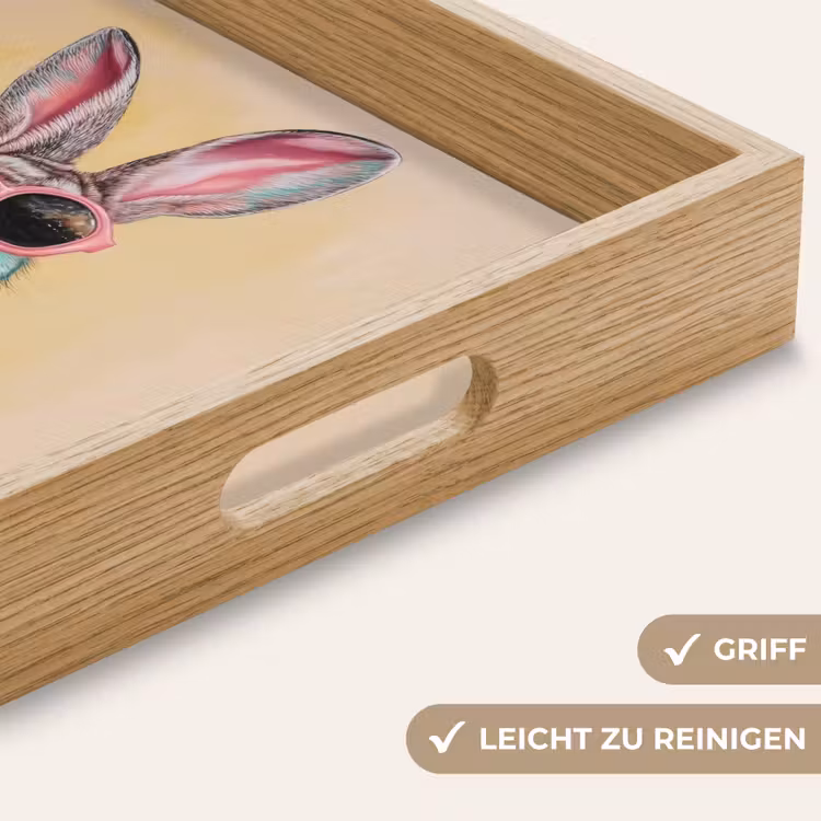 Grijs - Konijn - Blouse - Strik Dienblad Rechthoek middel -USP_HandgreepDE