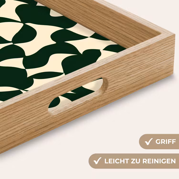 Groen - Organische vlakken - Crème Dienblad Rechthoek middel 911 -USP_HandgreepDE