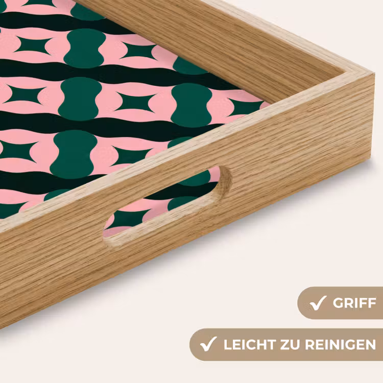 Groen - Roze - Retro - Sterren Dienblad Rechthoek middel 911 -USP_HandgreepDE