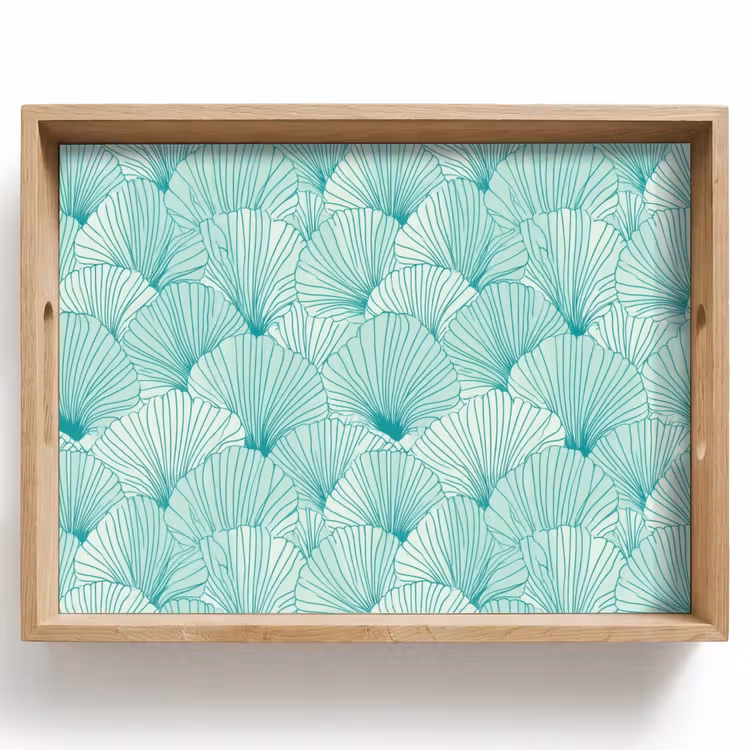 Groen - Wit - Ginko - Getekend - Textuur Dienblad Rechthoek middel 911 -z3d_shopping