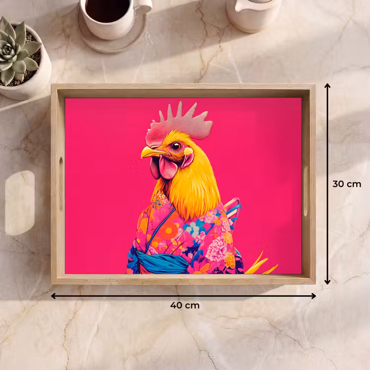 Haan - Kleurrijk - Kimono - Roze Dienblad Rechthoek middel -USP_Formaat