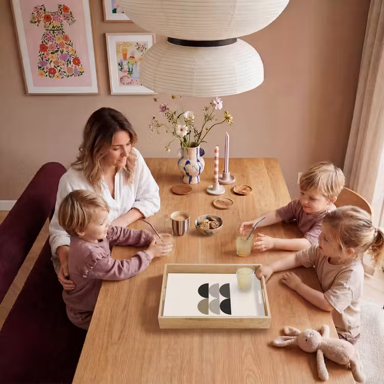 Halve cirkels - Aardetinten - Grafisch Dienblad Rechthoek middel -sfeer4