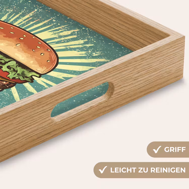 Hamburger - Illustratie - Sla - Kaas Dienblad Rechthoek middel -USP_HandgreepDE