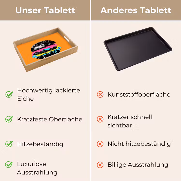 Hamburger - Oranje - Neon - popart Dienblad Rechthoek middel -USP_VergelijkingDE