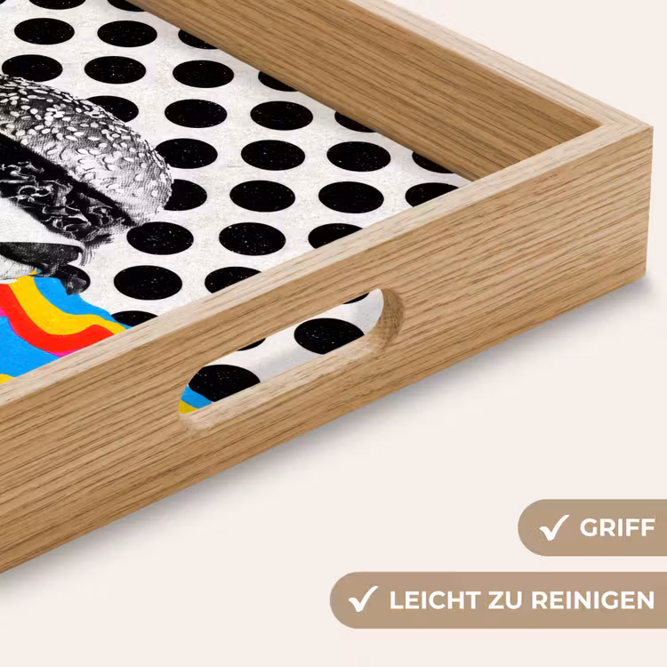 Hamburger - Stippen - Golven - Kleuren Dienblad Rechthoek middel -USP_HandgreepDE