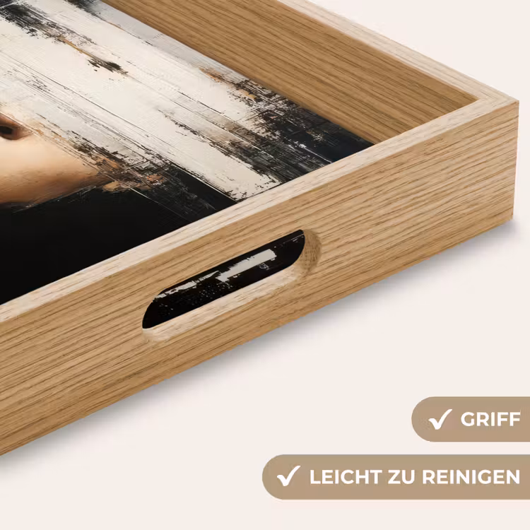 Hand - Gezicht - Strepen - Abstract Dienblad Rechthoek middel -USP_HandgreepDE