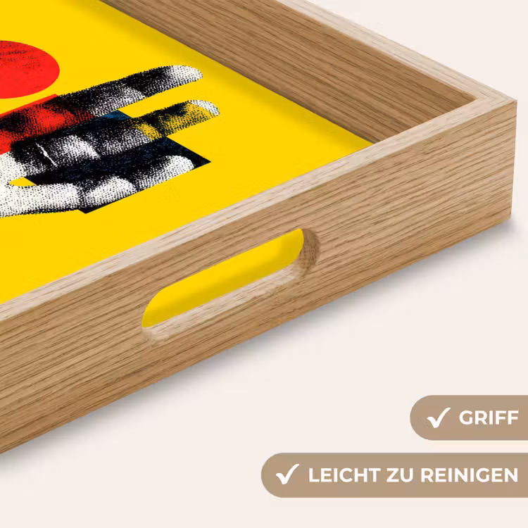 Hand - Rode cirkel - Geel Dienblad Rechthoek middel -USP_HandgreepDE
