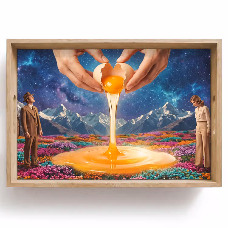 Tablett - Hände – Ei – Surrealismus - Handen - Ei - Surrealisme Dienblad Rechthoek middel