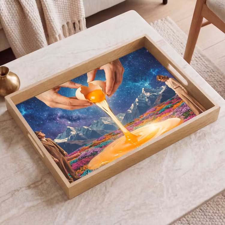 Tablett - Hände – Ei – Surrealismus - Handen - Ei - Surrealisme Dienblad Rechthoek middel