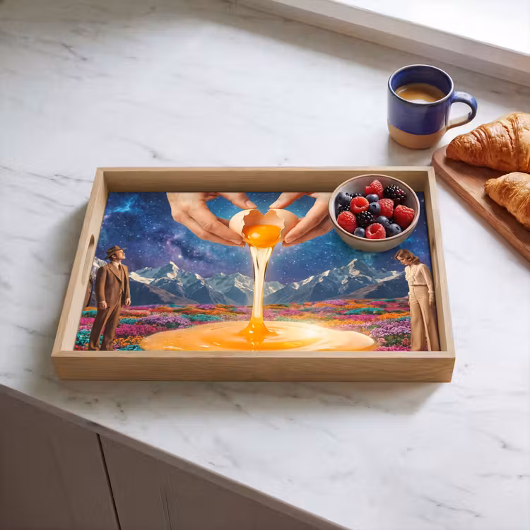 Tablett - Hände – Ei – Surrealismus - Handen - Ei - Surrealisme Dienblad Rechthoek middel