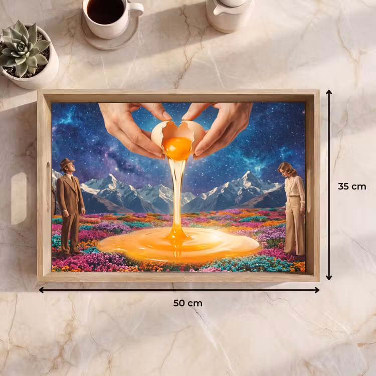 Tablett - Hände – Ei – Surrealismus - Handen - Ei - Surrealisme Dienblad Rechthoek middel
