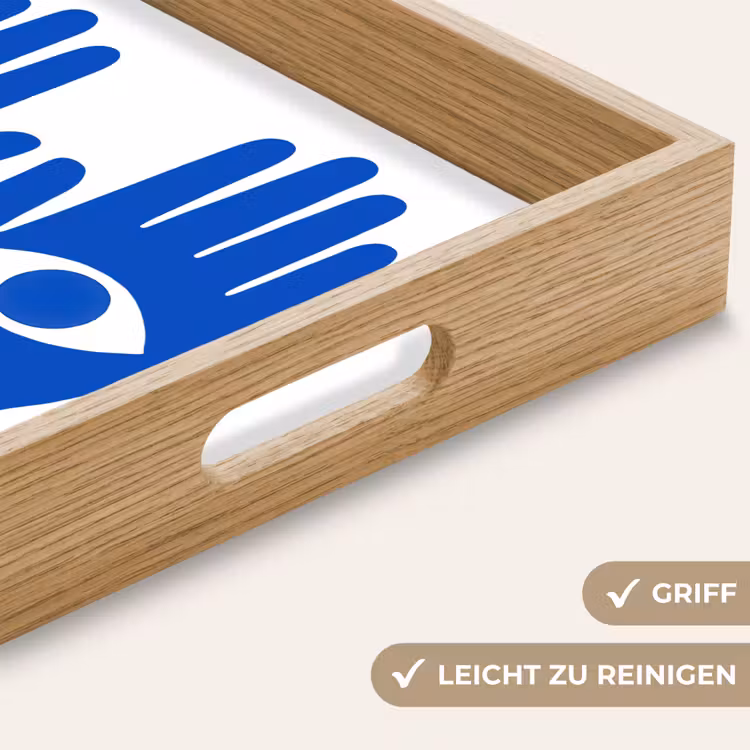 Handen - Twee - Ogen - Blauw Dienblad Rechthoek middel -USP_HandgreepDE