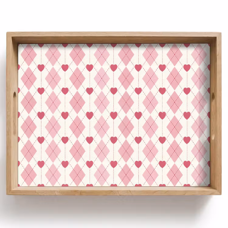 Ruiten - Klassiek - Roze - Wit Dienblad Rechthoek middel 911 -z3d_shopping