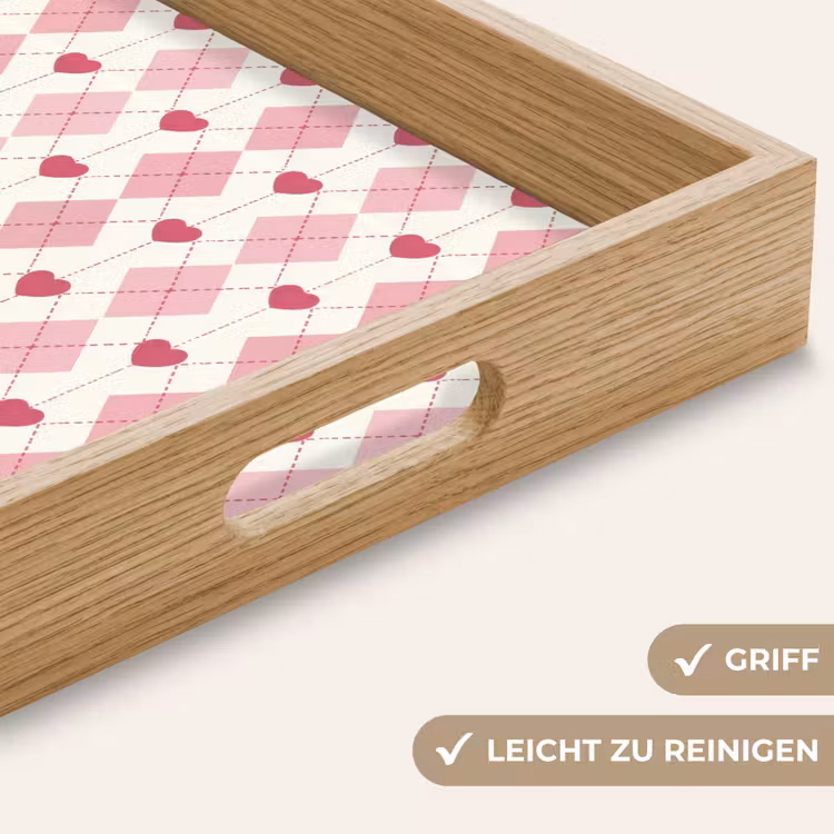 Ruiten - Klassiek - Roze - Wit Dienblad Rechthoek middel 911 -USP_HandgreepDE