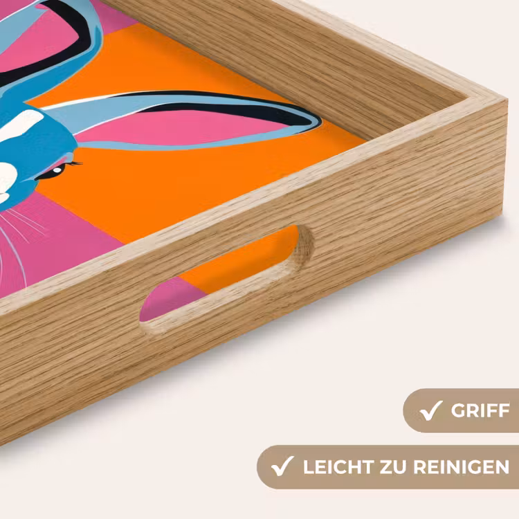 Haas - Kleurvakken - Oren - Roze Dienblad Rechthoek middel -USP_HandgreepDE