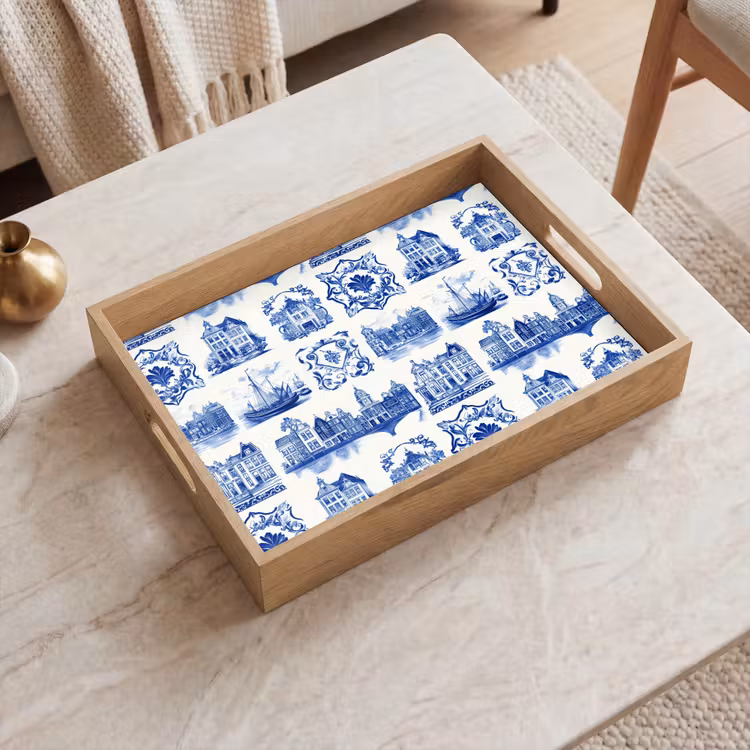 Huizen - Schepen - Blauw Dienblad Rechthoek middel 911 -sfeer1