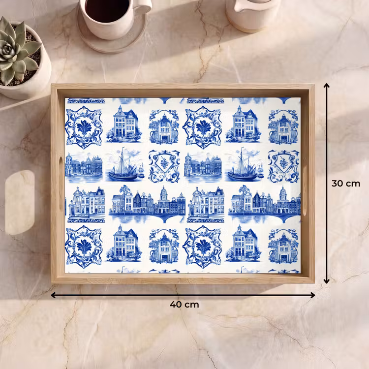 Huizen - Schepen - Blauw Dienblad Rechthoek middel 911 -USP_Formaat