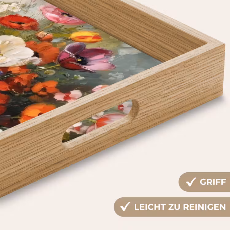 Vrolijk boeket - Dynamisch - Subtiele kleurspatten Dienblad Rechthoek middel -USP_HandgreepDE