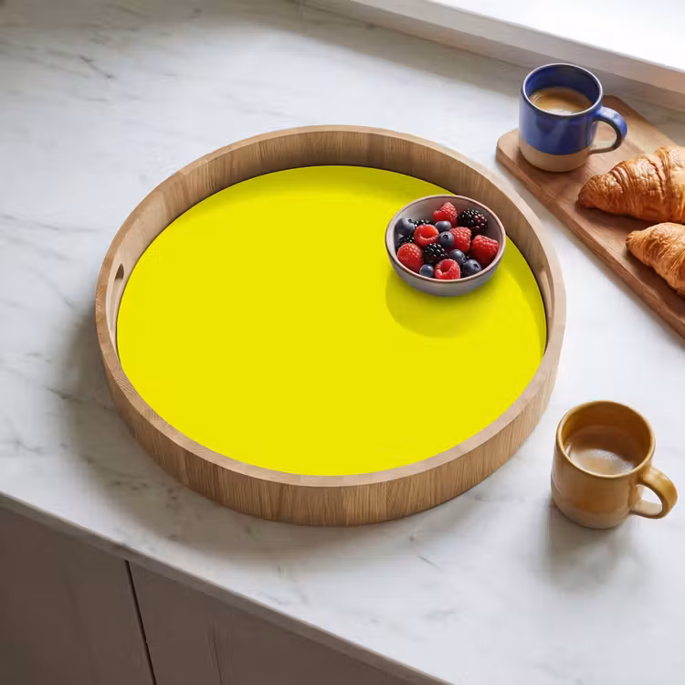 Bright - Canary - Geel Dienblad Rond middel 914 -sfeer2