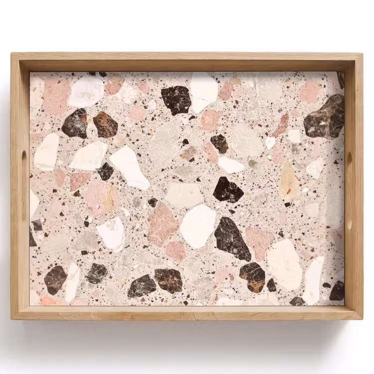 Licht - Roze - Terrazzo - Stenen Dienblad Rechthoek middel -z3d_shopping