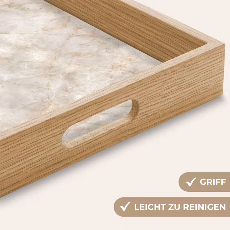 Lichtbeige - Goudbruine Nerven - Marmer Dienblad Rechthoek middel 911 -USP_HandgreepDE