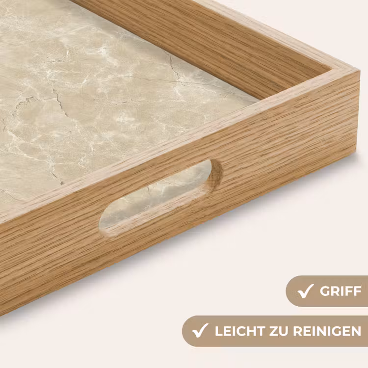 Lichtbeige - Marmer - Diffusie adering Dienblad Rechthoek middel 911 -USP_HandgreepDE