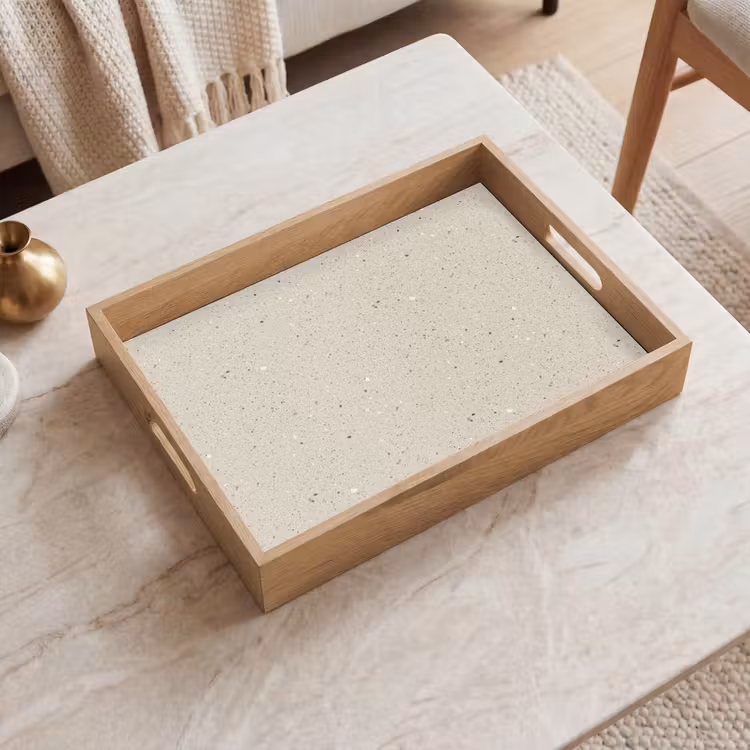 Lichtbeige - Terrazzo - Grijs Dienblad Rechthoek middel 911 -sfeer1
