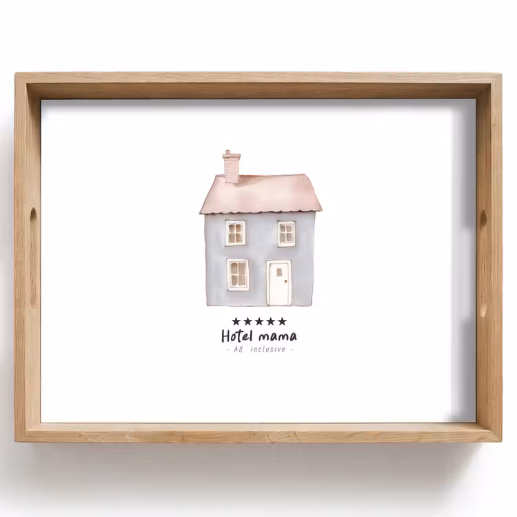 Lichtblauw - Huisje - Mama - Tekst Dienblad Rechthoek middel -z3d_shopping