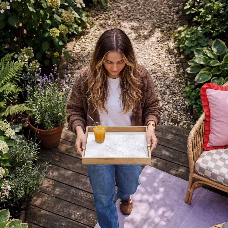 Lichtgrijs - Betonstructuur - Subtiel Dienblad Rechthoek middel 911 -sfeer5