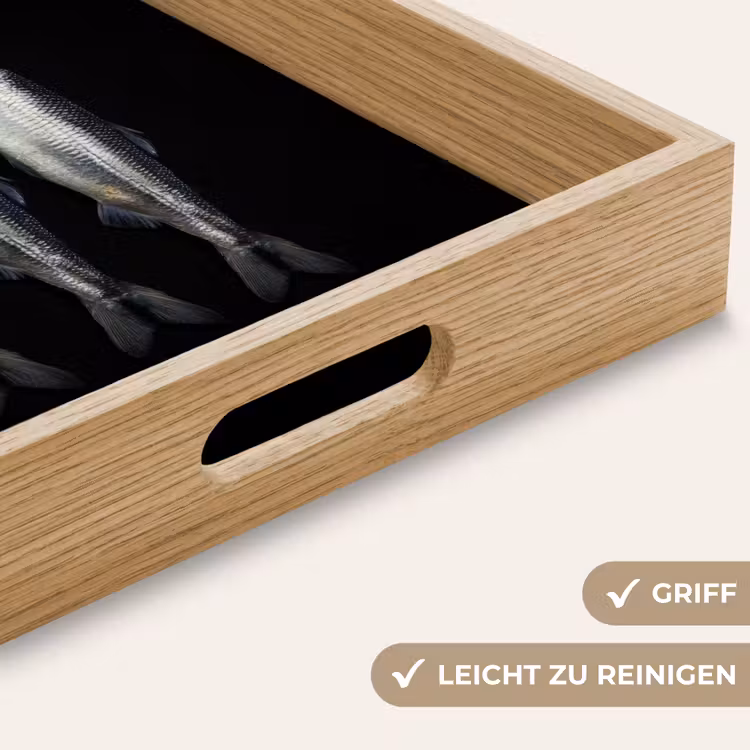 Haring - Vissen - Zwart Dienblad Rechthoek middel -USP_HandgreepDE