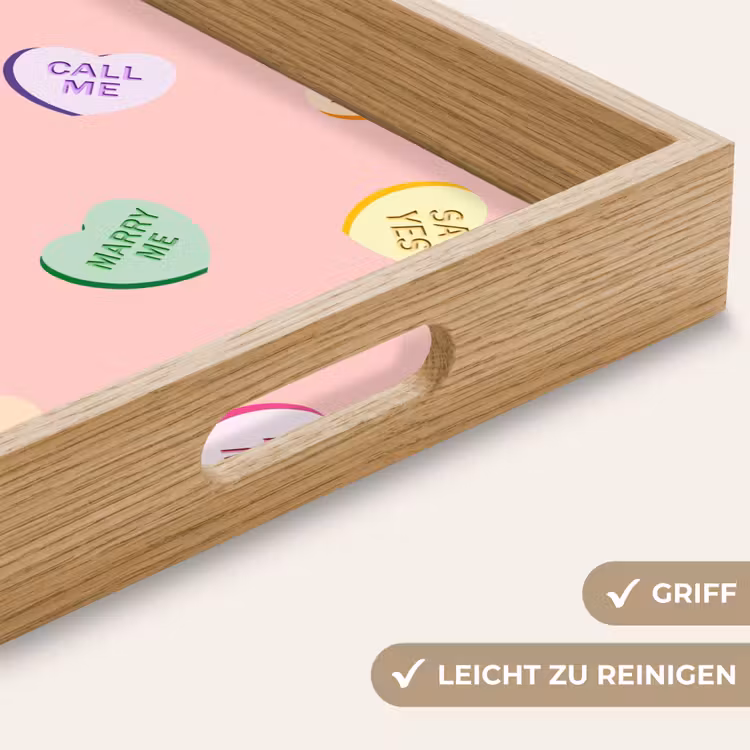 Hart - Snoep - Pastel - Tekst Dienblad Rechthoek middel -USP_HandgreepDE