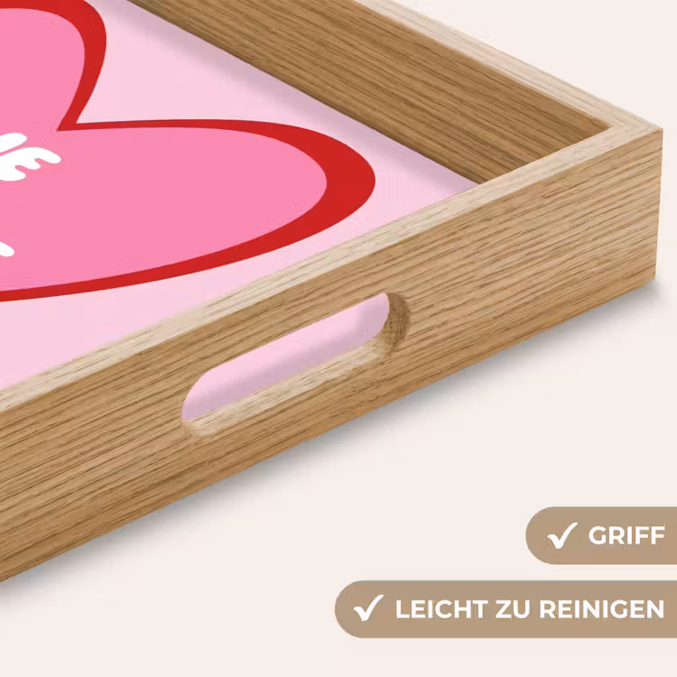 Hart - Frans - Valentijn - Roze Dienblad Rechthoek middel -USP_HandgreepDE