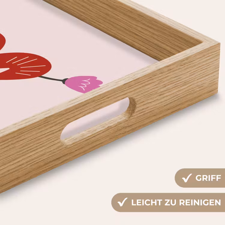 Hart - Rood - Bloem - Moeder Dienblad Rechthoek middel -USP_HandgreepDE