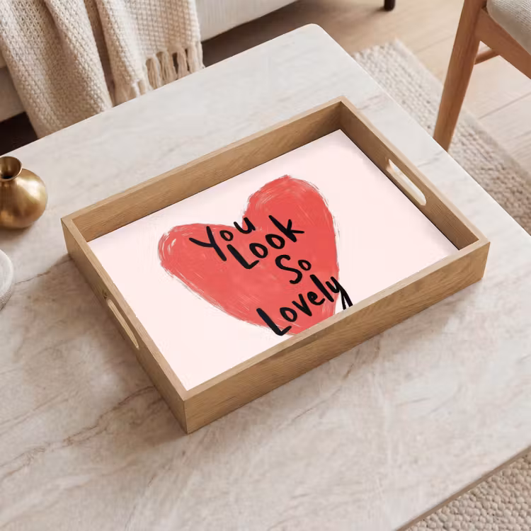 Hart - Rood - Valentijn Dienblad Rechthoek middel -sfeer1