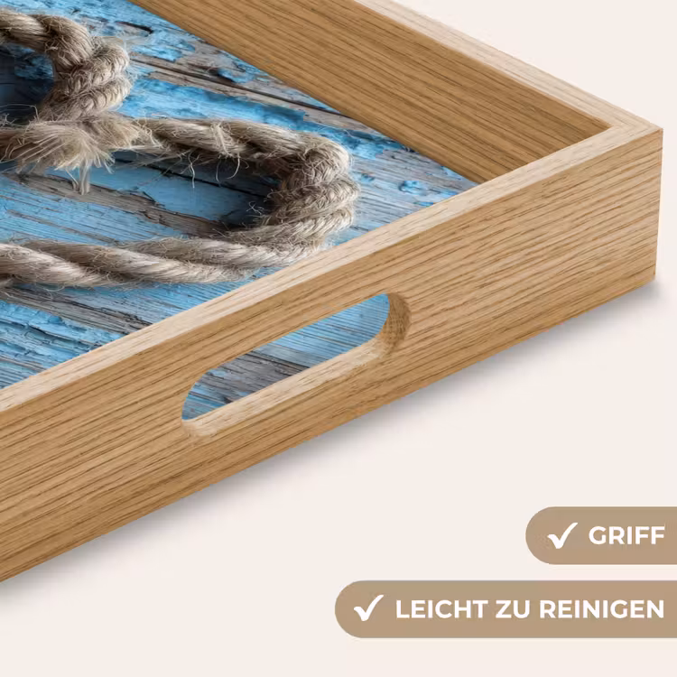 Hart - Touw - Hout - Rustiek Dienblad Rechthoek middel -USP_HandgreepDE