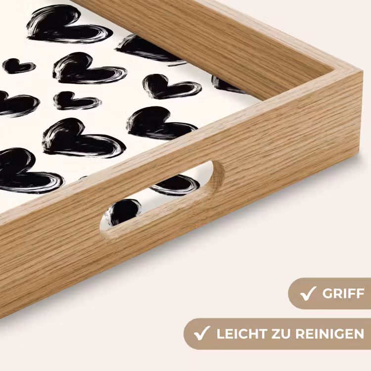 Hartjes - Patroon - Zwart Dienblad Rechthoek middel 911 -USP_HandgreepDE