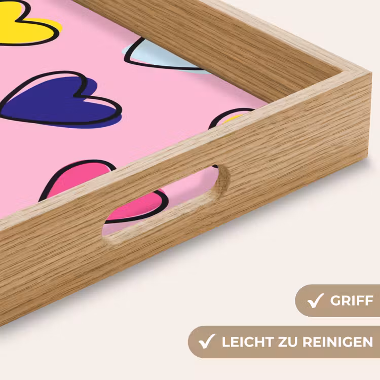 Hartjes - Valentijn - Patroon - Kleurrijk Dienblad Rechthoek middel -USP_HandgreepDE